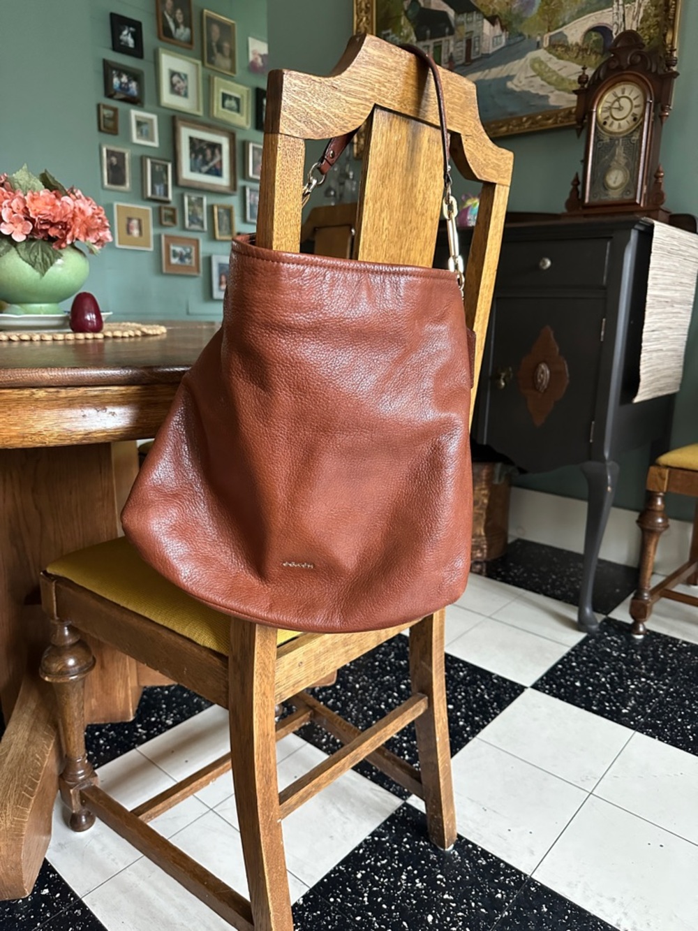 Coach Pebbled Leather Shoulder Hobo in Cognac Brown.  The Madison Hobo